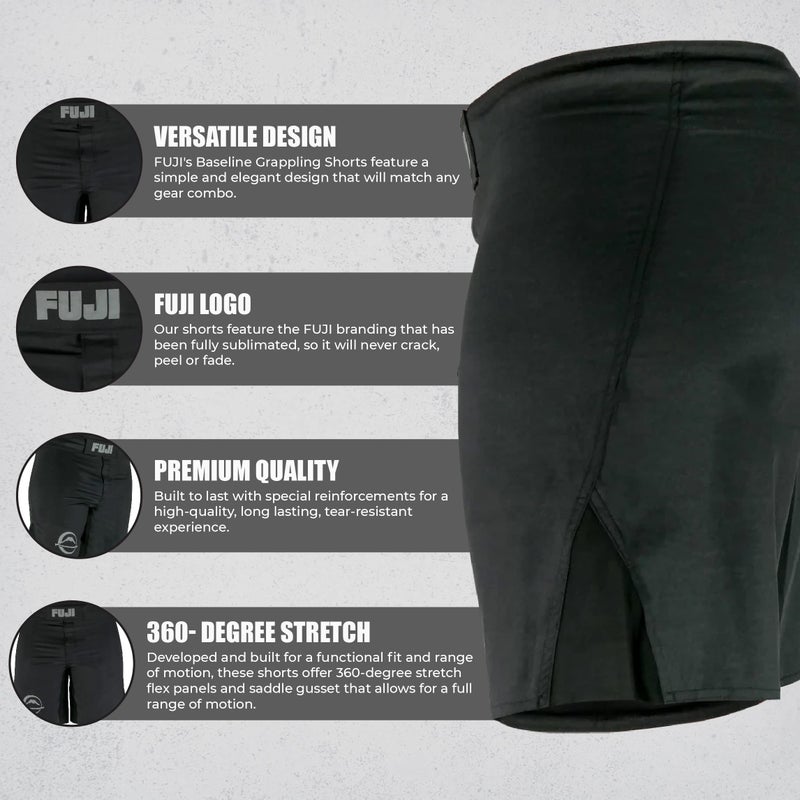 FUJI Baseline Grappling & Fight Shorts for MMA, Judo, Jiu-Jitsu, BJJ and more, Black, Size 36 - Image 5